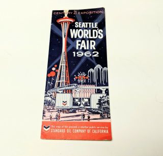 1962 Seattle Worlds Fair Brochure Keyed Map Standard Oil Co.  Calif Chevron