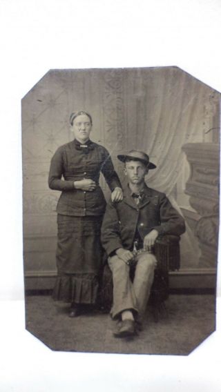 Civil War Era Early Family Portrait Tintype Photo Young Married Couple Adult