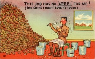 Wwii Us Army Pun Comic Soldier Peeling Potatoes 1940s Humor Postcard