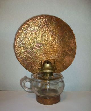 Vintage Hand Made Hammered Copper And Brass Wall Sconce Oil Lantern Lamp