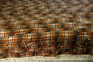 Vintage Handmade Cotton Plaid Quilt 75 X 78 Country Cabin Or Cottage