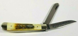 Case Xx Usa 1977 Stag Blue Scroll 2 Blade Trapper Knife 5254 Ssp 3 Dot