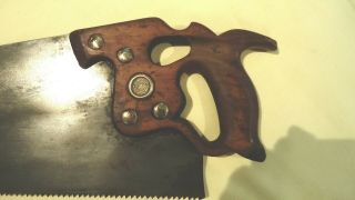 Vintage Disston & Son 28 " Hand Saw With Thumb Hole