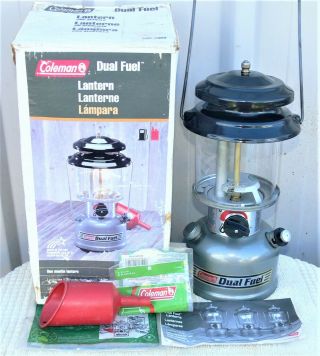 Coleman 282 Dual Fuel Single Mantle Lantern In Orig Box With Accs,  Burns Good.