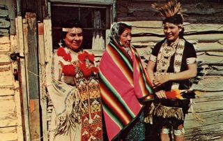 Mother And Daughters Lower Brule Reservation Indian Village Sd Indian Postcard