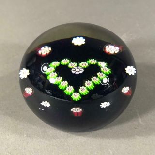 PAUL YSART Millefiori Heart Paperweight Signed with 