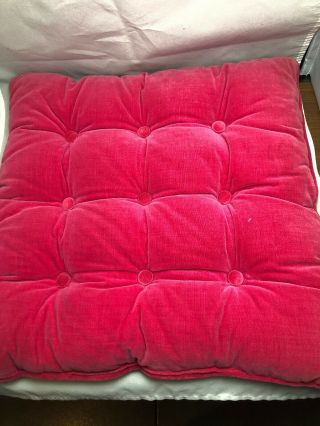 Vintage Square Tufted Throw Pillow Buttons Mid Century Pink Velvet