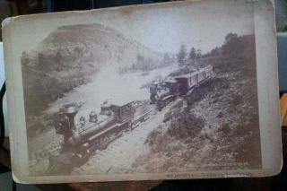 Cabinet Card Photo Of Two Locomotives Laveta Pass W.  H.  Jackson Denver Colorado