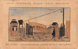 Zeist,  Netherlands,  Prisoner Of War Mail 1916 Artist Image Of Military Camp