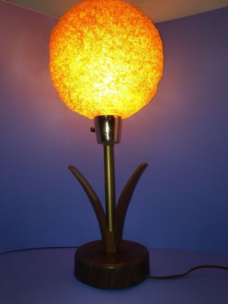 Retro Mid Century Modern Acrylic Spaghetti Globe Wood Flower Table Lamp 70 