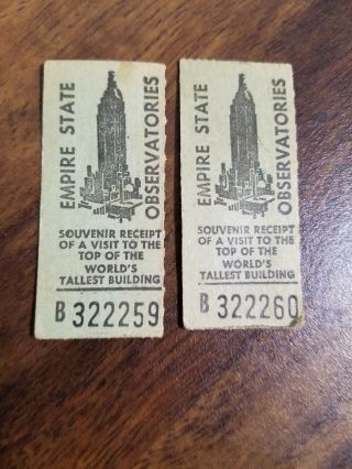 C.  1964 Vintage Empire State Building Observatory Tickets
