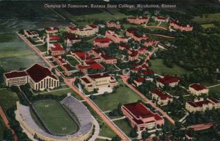 Campus Of Tomorrow,  Kansas State University,  Manhattan,  Ks Vintage Postcard