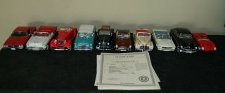 10 Danbury 1/24th Scale Cars,  Chevelle,  Mustang,  Ferrari,  Nomad,  Etc.