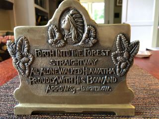 Vintage Adjustable Brass Folding Bookends with Longfellow Quote 3