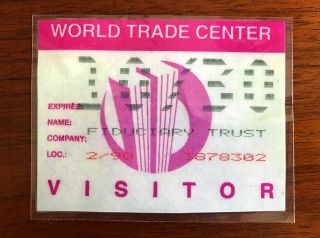 Rare World Trade Center Visitor Pass Pre 9/11 York.  Wtc Twin Towers Usa Nyc