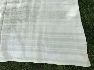 VTG Blanket Double Length Camp Wool Blend Stripe Green Purple Flaws 70 