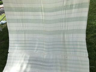 VTG Blanket Double Length Camp Wool Blend Stripe Green Purple Flaws 70 