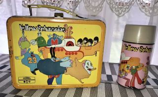 1968 Beatles Yellow Submarine Movie Lunchbox & Thermos