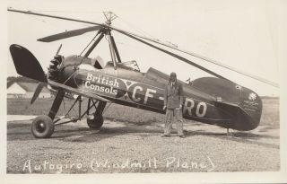 G.  W.  Dean & Pitcairn Autogiro Cf - Aro Fairchild Field Longueuil Quebec 1932 Rppc