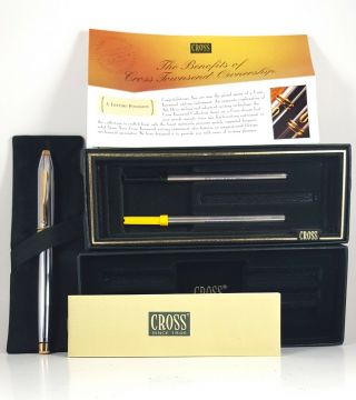 Cross Townsend Rollerball Pen,  Polished Chrome With 23kt Gold Plated,  Incl.  Box