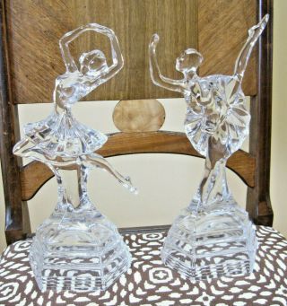 Rcr Italy Crystal Ballerina Dancers Statuettes/trophies Vintage Cond