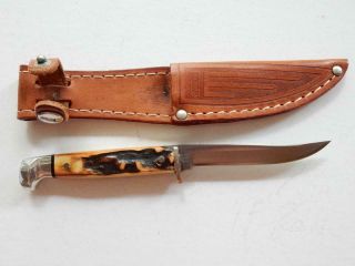 1978 Case Xx,  M5f,  Red Engraved Stag Knife,  W/sheath Y304