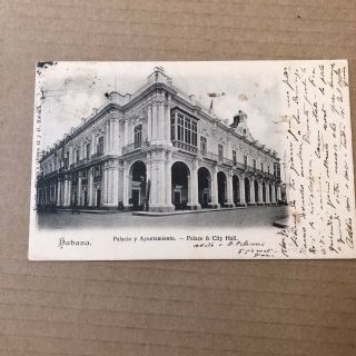 O) Postcard Cuba Uncirculated Habana City Hall Circulated To Italy 1903