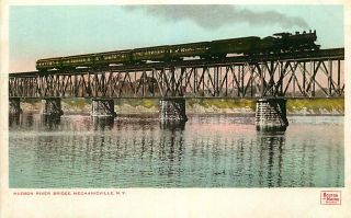 Postcard Train On Hudson River Bridge,  Mechanicville,  York - Circa 1906