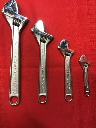Vintage Crescent Tool Co Adjustable Wrench Set 10” - 8” - 6” - 4” Made In Usa