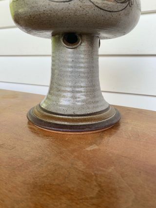 Vintage Stoneware Pottery Oil Lamp Handmade Signed Primitive - Designs 6