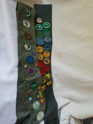 2 Vintage Girl Scout Sashes With Patches,  Pins