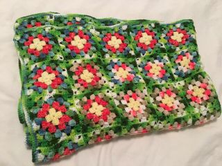 Granny Square Afghan Throw Blanket Bedroom Twin Bed Quilt Crochet 72x52
