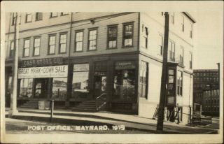 Maynard Ma Post Office & Cash Store 1915 Real Photo Postcard