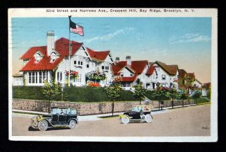 1921 Postcard 82nd St & Narrows Ave Crescent Hill Bay Ridge Brooklyn Nyc Pc