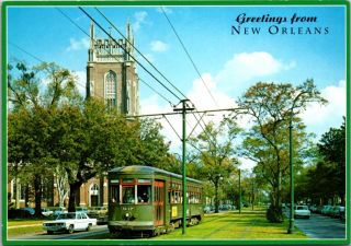 Greetings From Orleans La Louisiana St Charles Streetcar Postcard D34