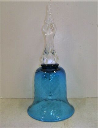Pairpoint Aqua Blue Swirl Glass Wedding Bell