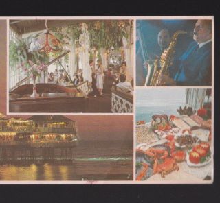 La Rosa Nautica Restaurant on the shore/beach LIMA,  PERU postcard w/Stamp 2