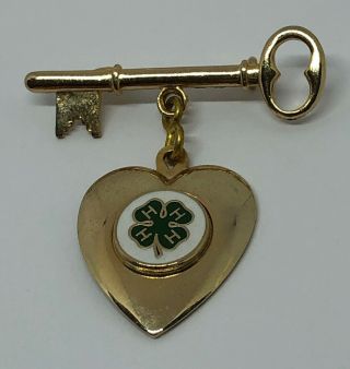 Vintage 1940’s 4 - H Club Sweetheart Lapel Pin - Agricultural Org.  Key To My Heart