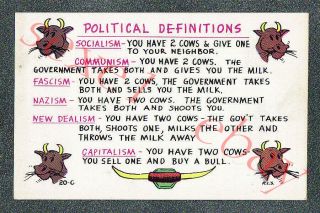Depression Era Republican Political Definitions - Circa 1940 Postcard Grade 5