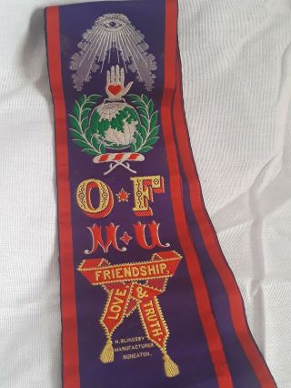 Antique Silk Masonic Order of Foresters M U Sash w/ Bullion Star & Tassel.  UK 3