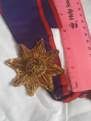 Antique Silk Masonic Order of Foresters M U Sash w/ Bullion Star & Tassel.  UK 4