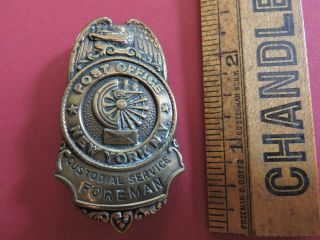 Rare Obsolete Us Post Office Department Nyc Custodial Service Foreman Badge Tdbr