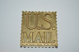 Vintage Solid Brass U.  S.  Mail Lidded Stamp Dish