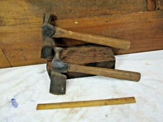 2 Vintage Roofing Axe Hatchet Hammers Hooked Spike Hand Tool Anchor Brand Butler