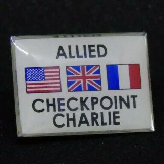 Berlin Wall Souvenir Checkpoint Charly Pin Allied Flags