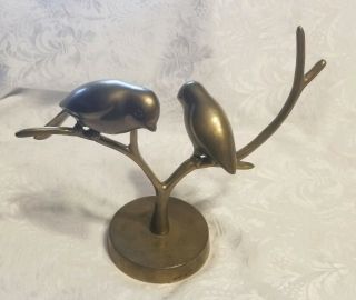 Mid Century Mcm Brass Birds On A Branch Figurine Statue
