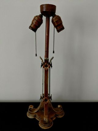 Vtg Antique 20s30s Cast Iron Art Deco Table Lamp Fixture Quatrefoil Base No16025