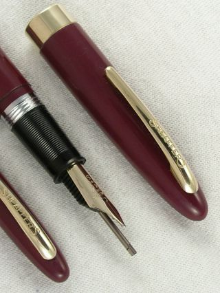 Vintage Burgundy 1950s Sheaffer Snorkel " Admiral " Fountain Pen Set Restored