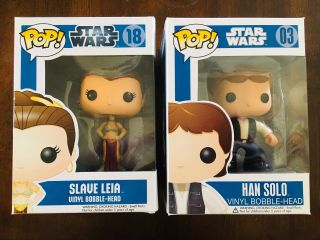 Funko Pop Star Wars Slave Leia & Han Solo.  Blue Box.