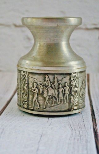 Vintage Norwegian Pewter Wedding Candle Holder Telemark Rosemaling A Holthe